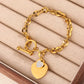 1 Pcs Bangle For Women Girl Not Fade Stainless Steel Gold Plated Waterproof Geometric Heart Pendant Bracelet Jewelry