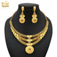 ANIID Luxury Indian Jewelry Sets for Women Party Dubai 24K Gold Color Necklace Set African Wedding Traditional Jewelry Gifts