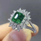 2025 New Luxury High End Party Women's Ring Bright Green Oval Crystal Noble  Retro Style Accessories Gorgeous Gift