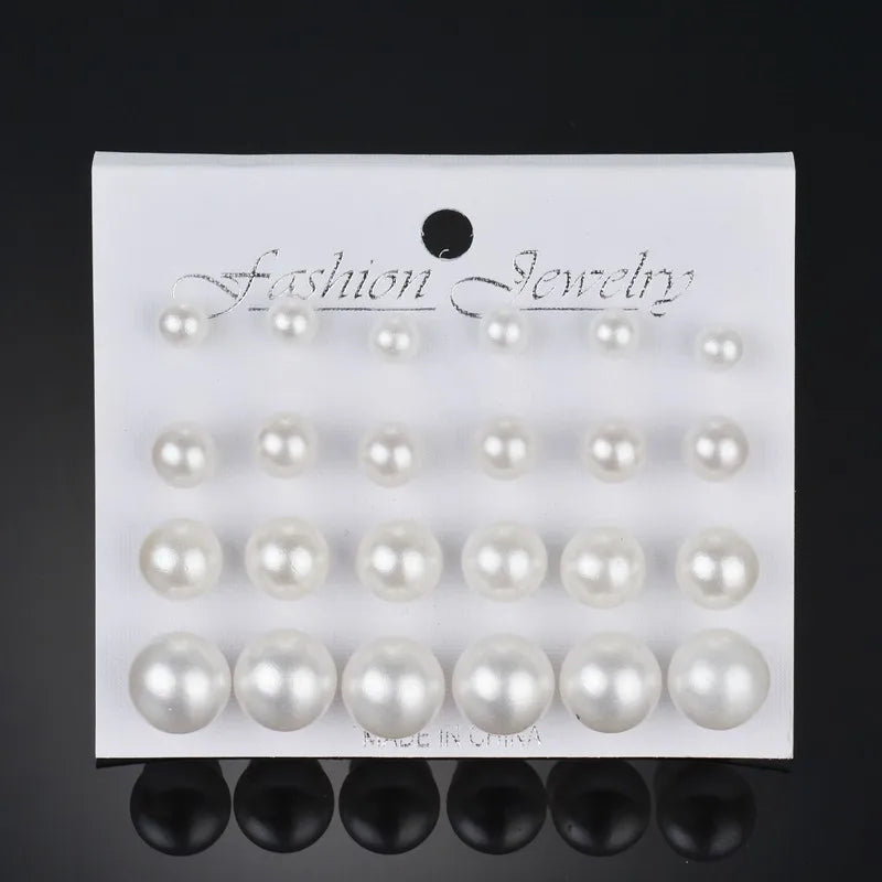 18 Pairs of Simple Imitation Pearl Earrings, Casual and Elegant Style, Lightweight, Women Wear Earrings for Daily Wear