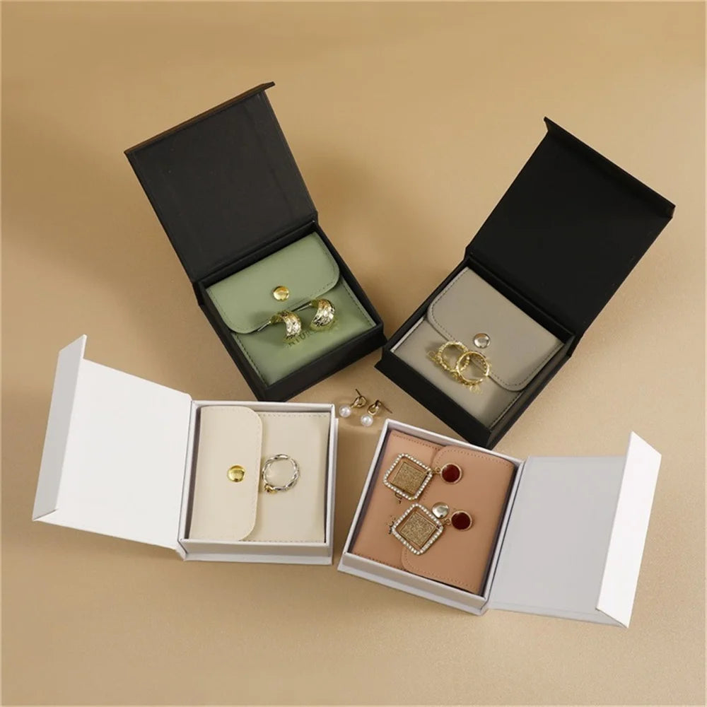 Leather Packaging Bag Set Flip-Top Paper Jewelry Box
