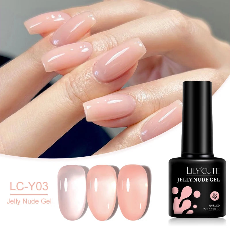 LILYCUTE 7ml Translucent Jelly Gel Nail Polish Autumn Colorful Rose Red Purple Semi Soak off UV LED Nail Art UV LED Gel Varnish