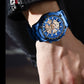 2025 Mens Quartz Watches Top Brand Luxury Stainless Steel Waterproof Hollow Out Blue Big Male Wristwatches Relogio Masculino