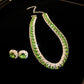 Luxury Green Rhinestone Necklace Stud Earrings For Women Crystal Choker Necklaces Ladies Fashion Weddings Banquet Jewelry Set