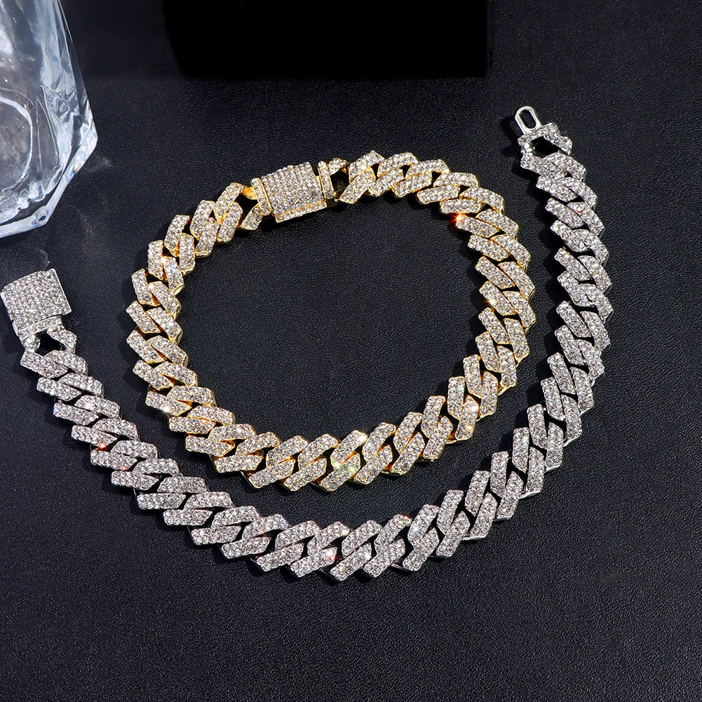 Flatfoosie Hip Hop Iced Out Chunky Cuban Chain Anklets For Women Luxury Rhinestone Link Ankle Bracelet Beach Barefoot Jewelry