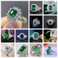 2025 New Luxury High End Party Women's Ring Bright Green Oval Crystal Noble  Retro Style Accessories Gorgeous Gift