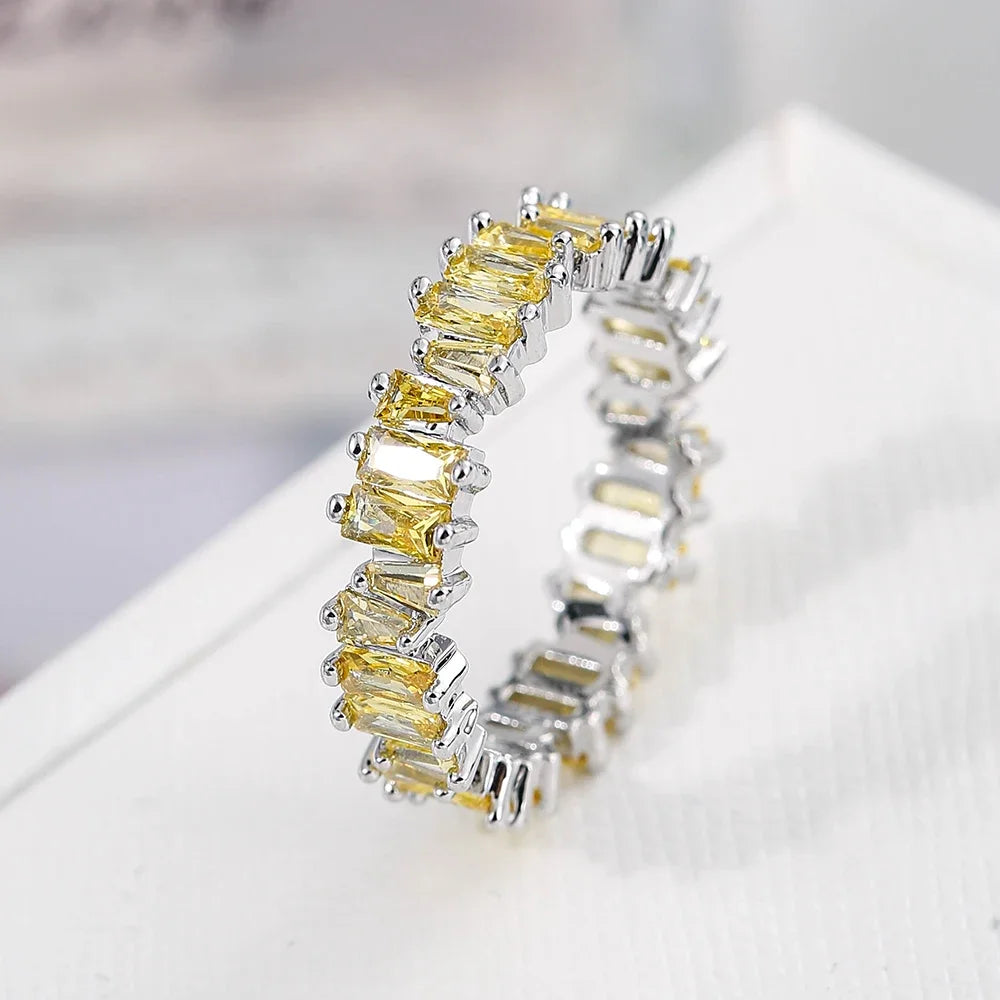 Luxury Female White Crystal Stone  Ring Irregular Zirconia Wedding Rings for Women Trendy Geometric Zircon Engagement Ring