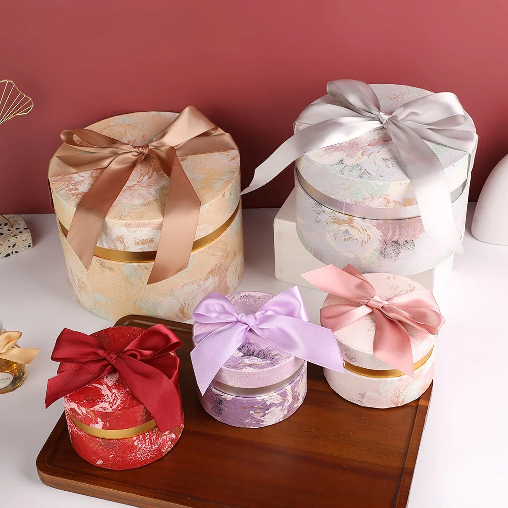 Candy Box With Bow Ribbon Round Gift Packaging Boxes