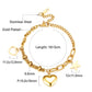 LUXUSTEEL Stainless Steel Heart Coin Charm Bracelet for Women Girl Golden Color Cuban Link Chain Bracelet Jewelry Gift 20cm