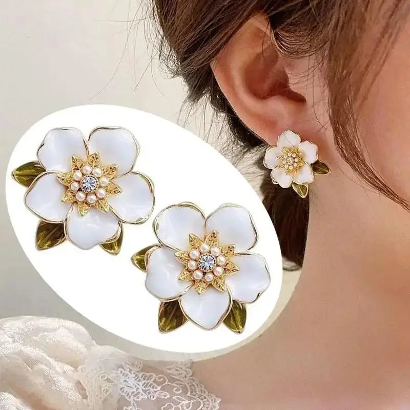 925 Silver Needle Green Flower Earrings For Women Korean Fashion Jewelry 2025 Trending Luxury Zircon Leaf Women's Stud Earrings