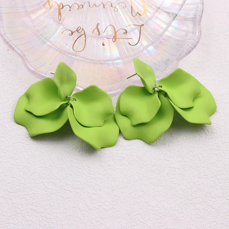 Korean Acrylic Petal Flower Tassel Dangle Earrings For Women Luxury Vintage Fairy Wedding Party Fashion Jewelry Accessories Gift