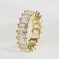 Classic Baguette Cubic Zirconia Engagement Rings for Women Luxury 18K Gold Color Plated Wedding Party Jewelry